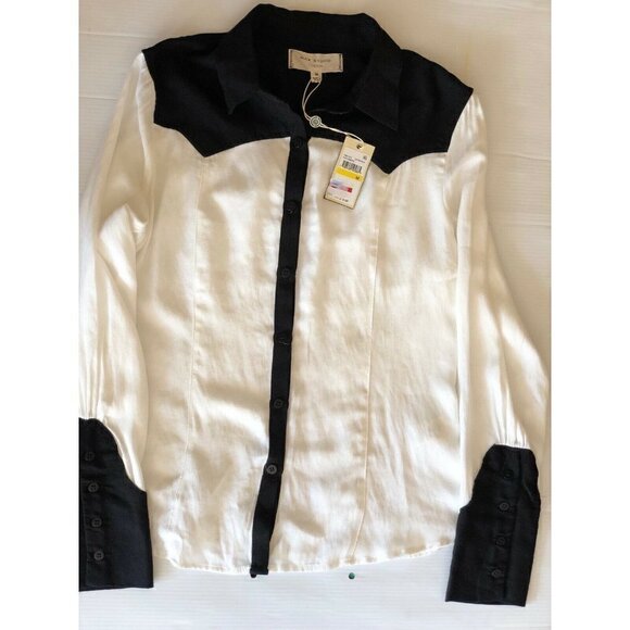 Max Studio London Womens Colorblocked Button Up Shirt 7M07A31 - Picture 5 of 9